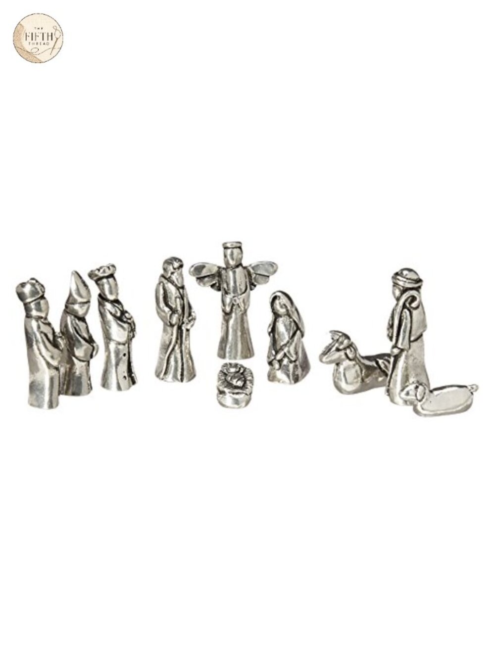 Mini Pewter Nativity Figurine 10 Piece Set with Velvet Pouch